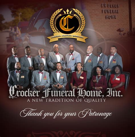 Crocker funeral home inc - T.E. Cooke- Overton Funeral Home, Inc. is led by the compassionate and dynamic mother and daughter duo funeral directors. Our approach combines grace, style, and …